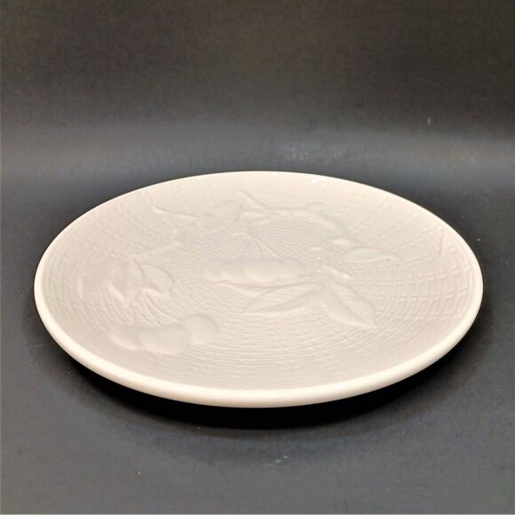 Pair, Ed. Langbein Salad Plates Ceramic White Cherry Western Germany MCM B3 - Picture 3 of 5